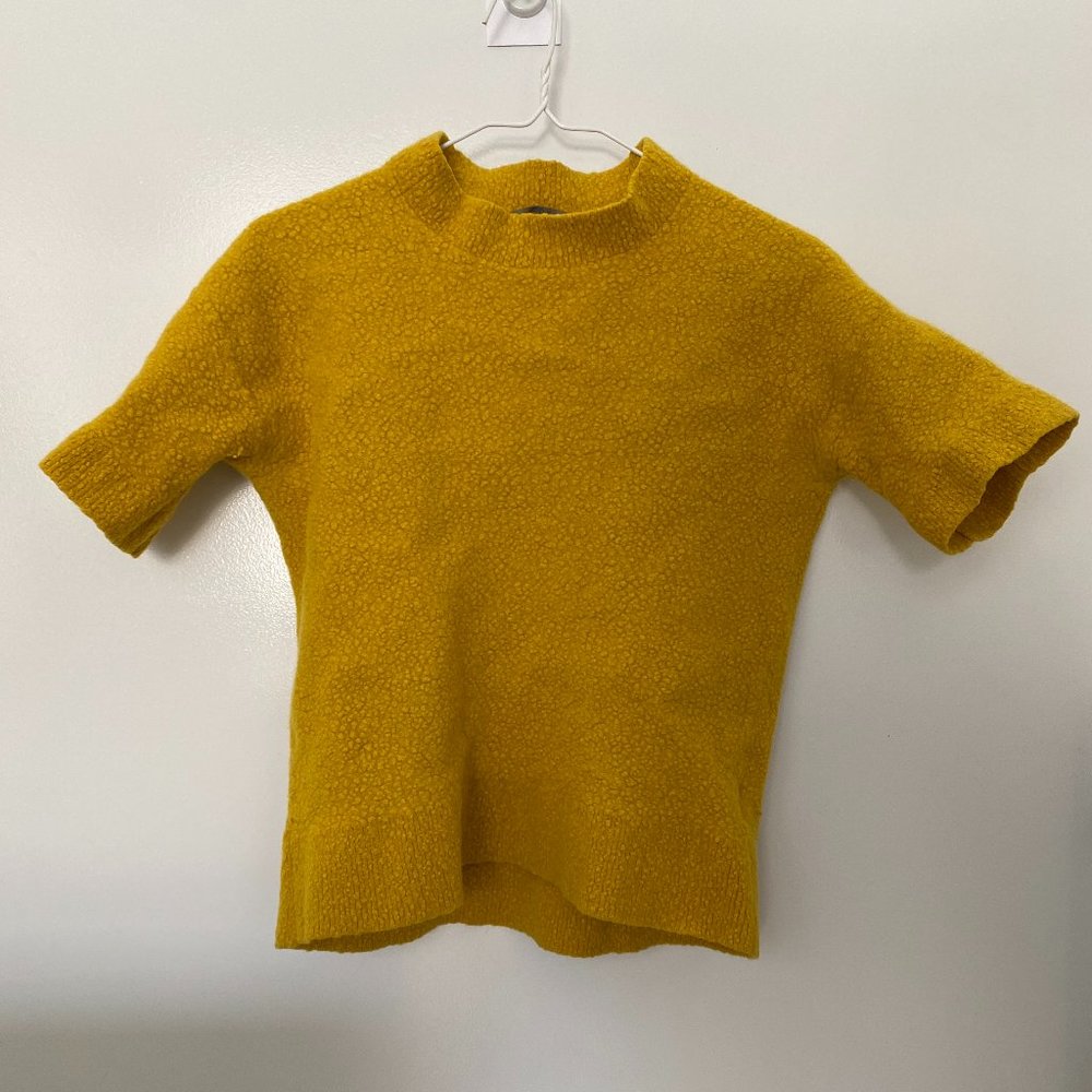 COS Yellow fuzzy wool tee
